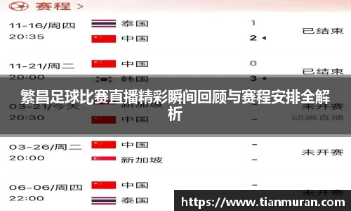繁昌足球比赛直播精彩瞬间回顾与赛程安排全解析