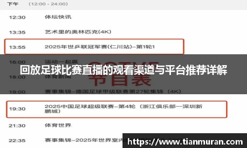 回放足球比赛直播的观看渠道与平台推荐详解